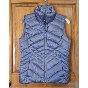 The North Face Puffer Vest Women's XS Grey Metallic Goose Down Outdoor Gorpcore